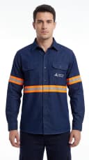 Camisa de trabalho com faixas refletivas - vista frontal