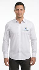 Camisa social branca manga longa - vista frontal