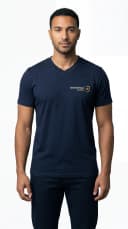 Camiseta gola V azul marinho - vista frontal