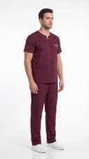 Scrub hospitalar vinho - vista lateral
